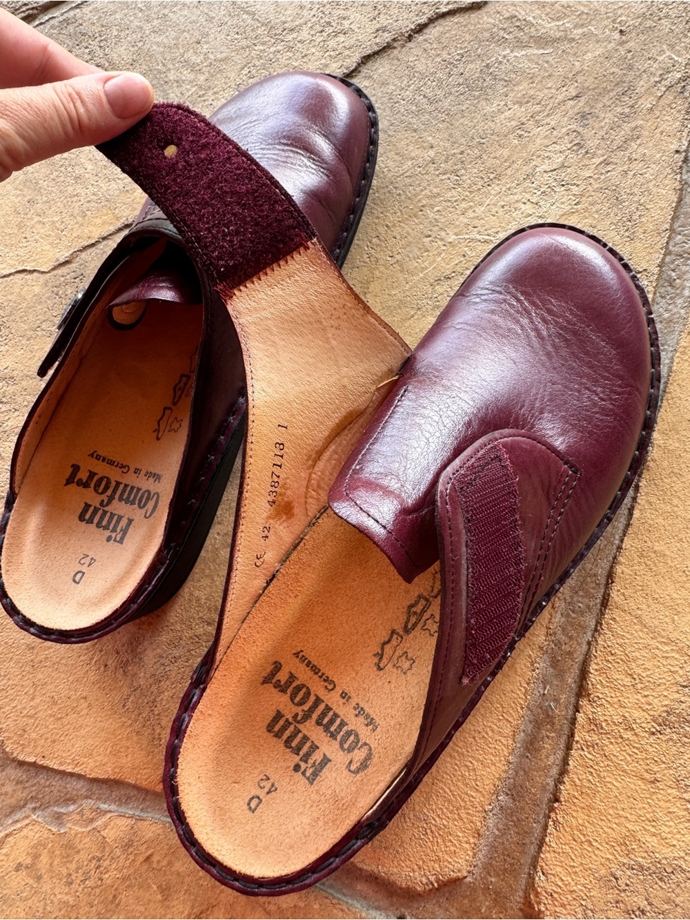 Finn Comfort SantaFe Soft Clogs Burgundy Leather Comfort Shoes EU 42 US 11 NWOB - Picture 3 of 11